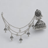 Oxidized Silver Bahubali Jhumkas with Sahara Ear Chains