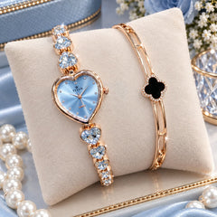 Fancy Beautiful Steel Chain Bracelet and Watch 2-Piece Deal for Her - With Normal Box