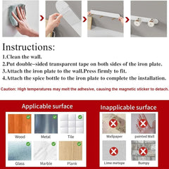 Wall Mounted Magnetic Seasoning Box - 6 Pcs Set