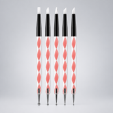 Dual-Ended Nail Art Dotting and Silicone Sculpting Tool Set - 5 Pcs