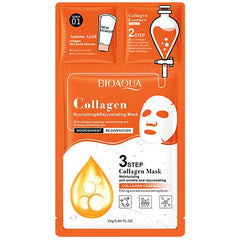 BIOAQUA 3 Step Collagen Nourishing & Rejuvenating Facial Sheet Mask - 25ml