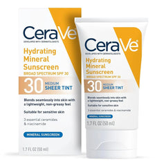 CeraVe Hydrating Mineral Sunscreen Broad Spectrum SPF 30 FACE SHEER TINT