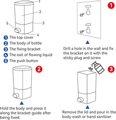 Wall Mount Liquid Soap & Lotion Dispenser for Bathroom & Kitchen - 500ml