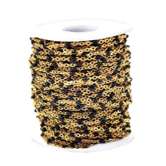 Roll Link Chain Black Beads Permanent Bracelet