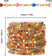 Gold Cable Chains Colorful Enamel Permanent Bracelet
