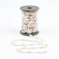 gold-colored White pearl beads Permanent Bracelet - 5m