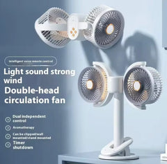 Dual Head Cooling Fan - Adjustable Desktop USB Fan