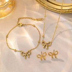 Gold Plated Bowknot Jewelry Set