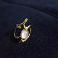Stainless steel Natural Stone Open Ring - Each