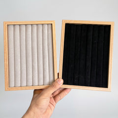 Wooden Velvet Ring Display Tray