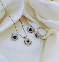 Stainless Steel Crystal/Zircon Locket Set - Each