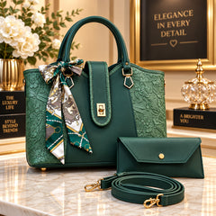 Embossed Floral Leather Womens Handbag Set