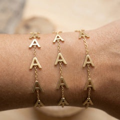 Alphabate A Chain Permanent Bracelet