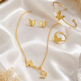 Gold Plated Butterfly Jewelry Set