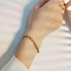 Gold Plated Twisted Rope Chain Bracelet