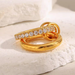 Stainless Steel Luxury Double Layer Ring