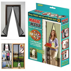 Magic Mesh Hands-Free Screen Door, 6x3.5 ft, Magnetic Auto-Close, Black