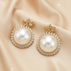 Elegant Pearl & Crystal Statement Earrings – Multiple Colors