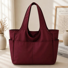 Water Resistant Multi Pocket Nylon Shoulder Tote Bag