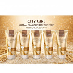 City Girl Korean Glass Skin Rice Facial Kit with 24K Gold Dust - 5 Steps