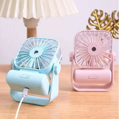 USB Desk Fan With Spray Rechargeable
