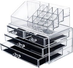 Acrylic Makeup Organizer Drawers Stand, Brush Holder and Jewellery Storage