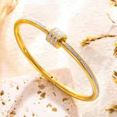 Stainless Steel Zircon Bangle Bracelet for Women - Each
