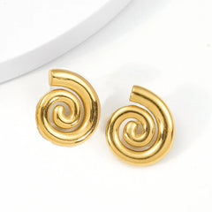 Stainless Steel Spiral Chunky Earrings - Each Pair