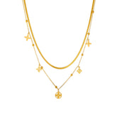 Stainless Steel Clover Cascade Layered Necklace - Each