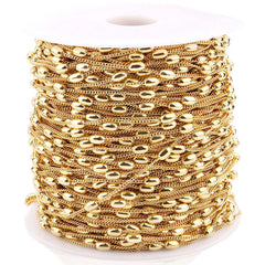 gold-tone oval metallic beads Permanent Bracelet - 5m