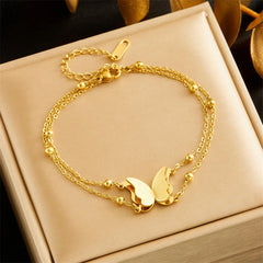 Stainless steel Double Layer 3D Butterfly Bracelet - Each