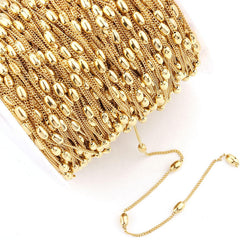gold-tone oval metallic beads Permanent Bracelet - 5m