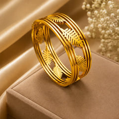 Stainless Steel Leaf Elegance Bracelet Bangle - Each