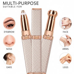 USB Rechargeable 2-in-1 Flawless Facial & Eyebrow Hair Remover Machine with LED Light
