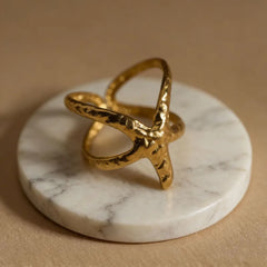 Anti Tarnish Starfish Adjustable Ring