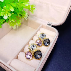 Colorful Oval Geometric Stud