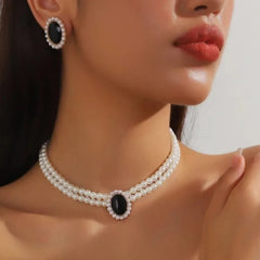 Pearl & Crystal Rhinestone Jewellery Set