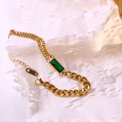 Stainless Steel Green Stone Bracelet