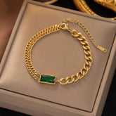 Stainless Steel Green Stone Bracelet