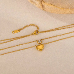 Stainless Steel Heart Double Layer Chain