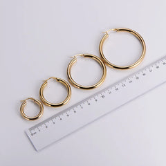 Stainless Steel Hollow Chunky Hoop Earrings