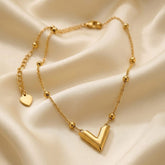 Gold-Tone Beaded V Pendant Necklace