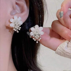 Floral Pearl Drop Earrings