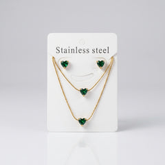 Gold Heart Crystal Jewelry Set