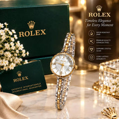 ROLEX Diamond Cut Glass Watch With Box