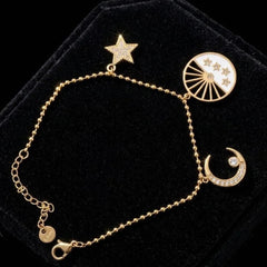 Gold Celestial Sun Moon & Star Charm Bracelet