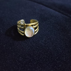 Stainless steel Natural Stone Open Ring - Each