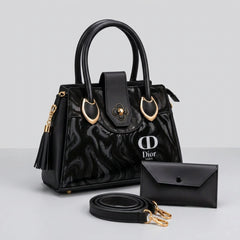 Dior Marble Print Top Handle Handbag with Wallet & Shoulder Strap