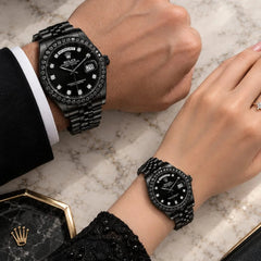 ROLEX Stone Bezel Couple Watch Set