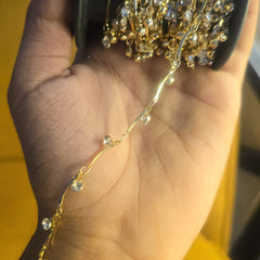 brass chain with clear zirconia or crystal dangles Permanent Bracelet - 5m